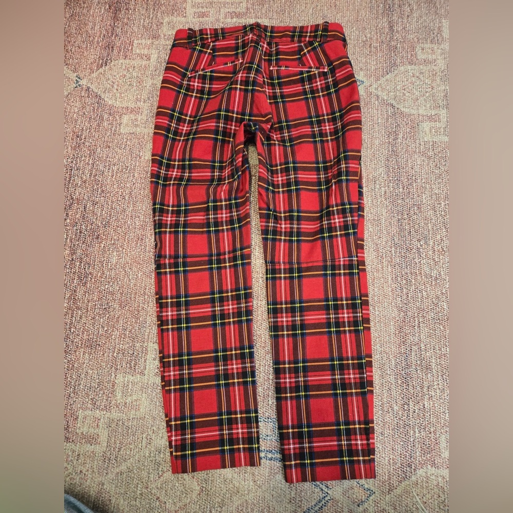 J Crew Factory Winnie Red Tartan Plaid Pants Stretch Preppy Pants - Picture 2 of 10